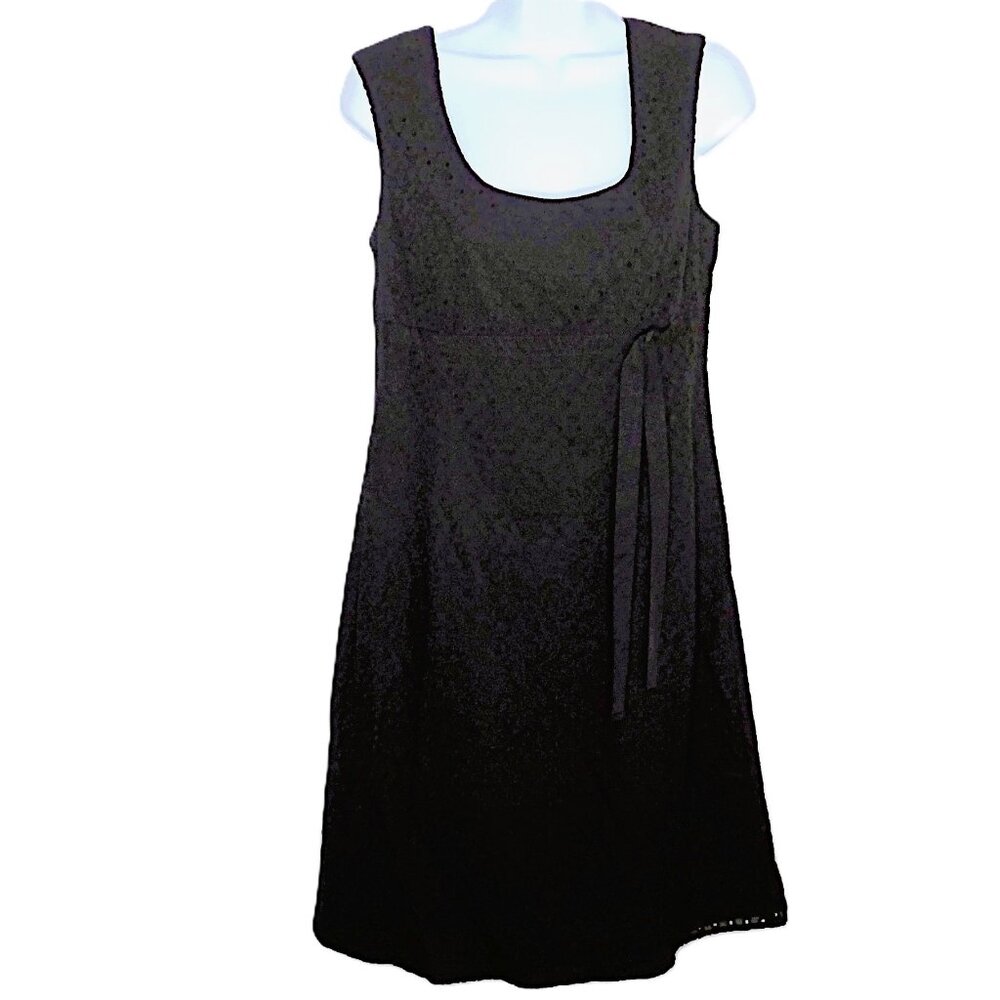 Ann Taylor LBD Dress Black Eyelet Lace Sleeveless Empire Waist A-Line EUC Sz 8